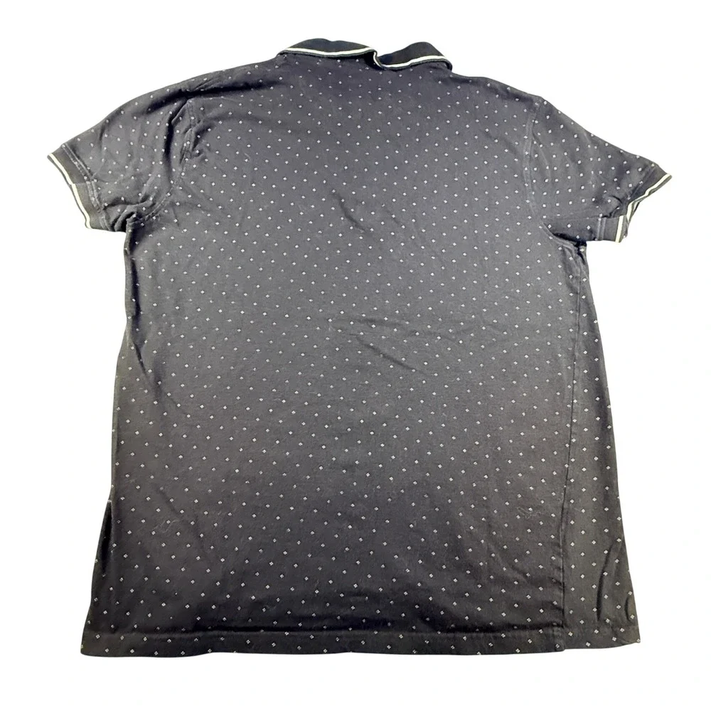 Nickel‎ & Iron Mens Polo Shirt Geometric Print Medium Black Cotton Casual